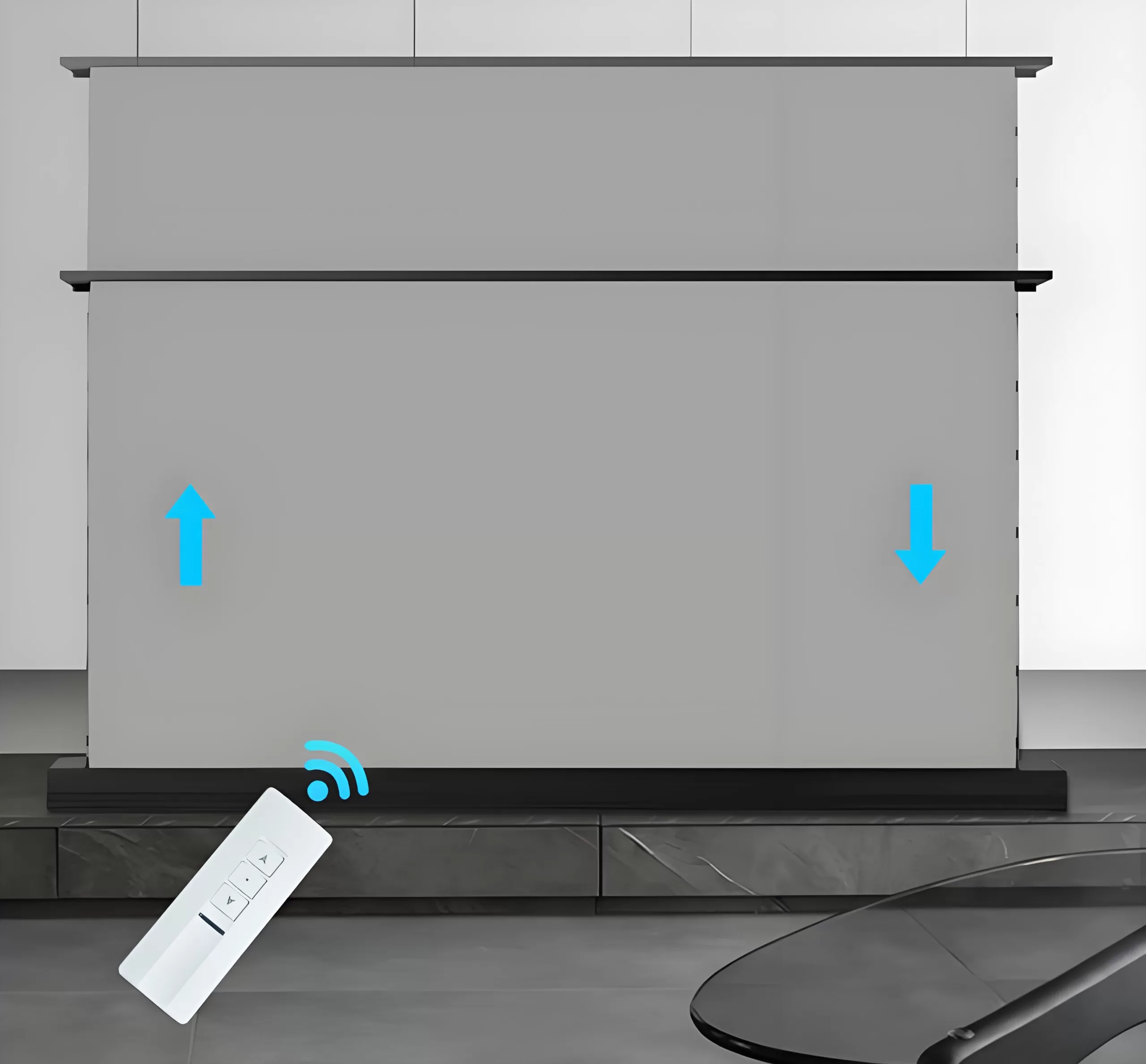 floor rising projector screen